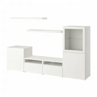 IKEA BESTÅ / LACK Ansamblu depozitare TV, alb, 240x42x129 cm