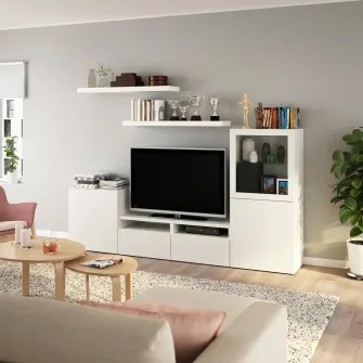 IKEA BESTÅ / LACK Ansamblu depozitare TV, alb, 240x42x129 cm