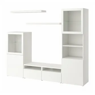 IKEA BESTÅ / LACK Ansamblu depozitare TV, alb, 240x42x193 cm