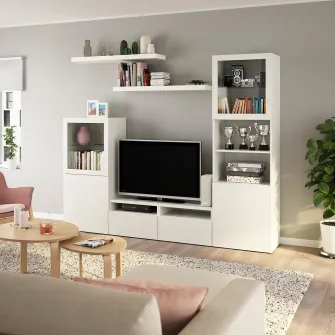 IKEA BESTÅ / LACK Ansamblu depozitare TV, alb, 240x42x193 cm
