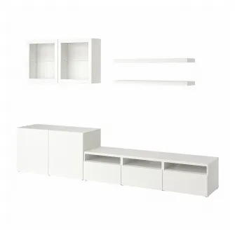 IKEA BESTÅ / LACK Ansamblu depozitare TV, alb, 300x42x195 cm