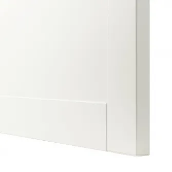 IKEA BESTÅ Ansamblu depozitare TV/usi sticla, alb/Hanviken stc a tr, 300x42x211 cm