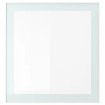 IKEA BESTÅ Ansamblu depozitare TV/usi sticla, alb/Selsviken lucios/sticla transparenta bej, 300x42x231 cm