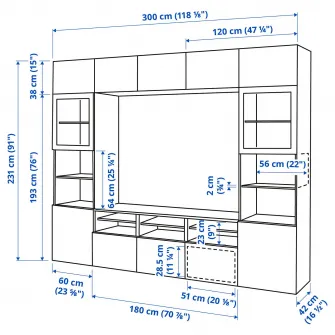 IKEA BESTÅ Ansamblu depozitare TV/usi sticla