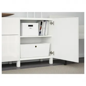 IKEA BESTÅ Ansamblu depozitare cu sertare, Laxviken alb/Selsviken lucios/alb, 180x42x74 cm