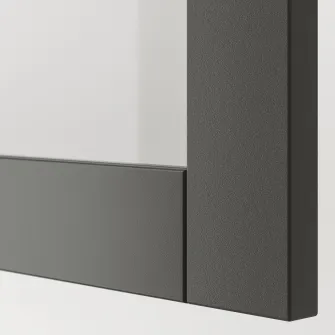 IKEA BESTÅ Ansamblu depozitare cu sertare, alb Lappviken/Sindvik/Stubbarp gri inchis, 180x42x74 cm