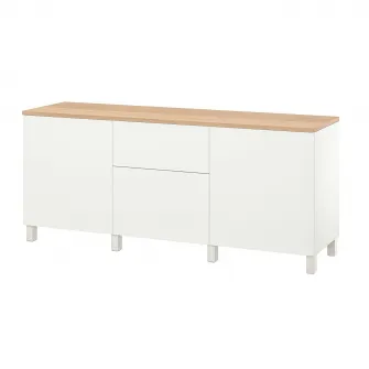 IKEA BESTÅ Ansamblu depozitare cu sertare, alb/Lappviken/Stubbarp alb, 180x42x76 cm