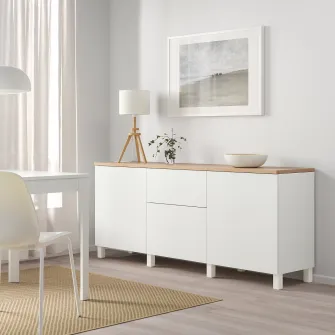 IKEA BESTÅ Ansamblu depozitare cu sertare, alb/Lappviken/Stubbarp alb, 180x42x76 cm