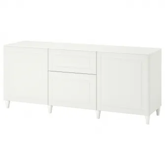 IKEA BESTÅ Ansamblu depozitare cu sertare, alb/Smeviken/Kabbarp alb, 180x42x74 cm