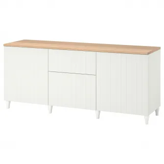 IKEA BESTÅ Ansamblu depozitare cu sertare, alb/Sutterviken/Kabbarp alb, 180x42x76 cm