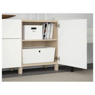 IKEA BESTÅ Ansamblu depozitare cu sertare, aspect stejar antichizat/Lappviken alb, 180x42x74 cm