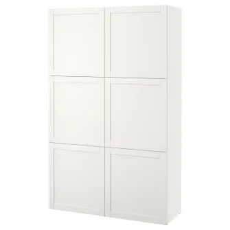 IKEA BESTÅ Ansamblu depozitare cu usi, alb/Hanviken alb, 120x42x193 cm