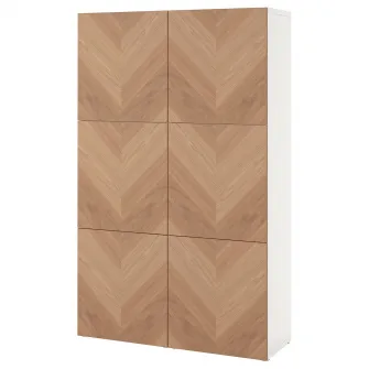 IKEA BESTÅ Ansamblu depozitare cu usi, alb/Hedeviken frnr stjr, 120x42x193 cm