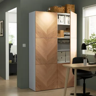 IKEA BESTÅ Ansamblu depozitare cu usi, alb/Hedeviken frnr stjr, 120x42x193 cm