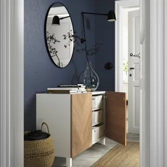 IKEA BESTÅ Ansamblu depozitare cu usi, alb/Hedeviken/Stubbarp frnr stjr, 120x42x74 cm