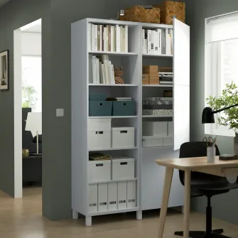 IKEA BESTÅ Ansamblu depozitare cu usi, alb/Lappviken/Stubbarp alb, 120x42x202 cm