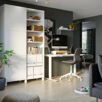 IKEA BESTÅ Ansamblu depozitare cu usi, alb/Lappviken/Stubbarp alb, 120x42x202 cm