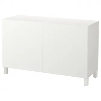 IKEA BESTÅ Ansamblu depozitare cu usi, alb/Lappviken/Stubbarp alb, 120x42x74 cm