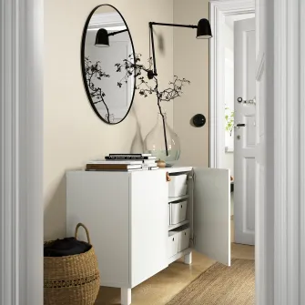 IKEA BESTÅ Ansamblu depozitare cu usi, alb/Lappviken/Stubbarp alb, 120x42x74 cm