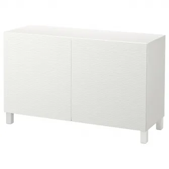 IKEA BESTÅ Ansamblu depozitare cu usi, alb/Laxviken/Stubbarp alb, 120x42x74 cm