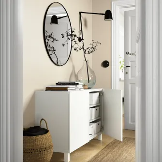 IKEA BESTÅ Ansamblu depozitare cu usi, alb/Laxviken/Stubbarp alb, 120x42x74 cm