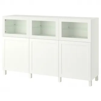 IKEA BESTÅ Ansamblu depozitare cu usi, alb/Pipmakare alb, 180x42x112 cm