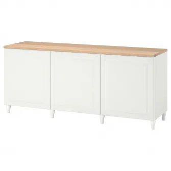 IKEA BESTÅ Ansamblu depozitare cu usi, alb/Smeviken/Kabbarp alb, 180x42x76 cm
