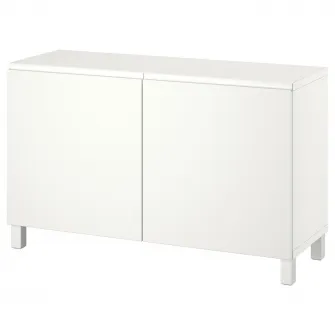 IKEA BESTÅ Ansamblu depozitare cu usi, alb/Västerviken/Stubbarp alb, 120x42x74 cm
