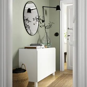 IKEA BESTÅ Ansamblu depozitare cu usi, alb/Västerviken/Stubbarp alb, 120x42x74 cm