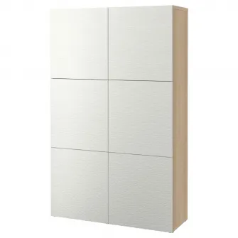 IKEA BESTÅ Ansamblu depozitare cu usi, aspect stejar antichizat/Laxviken alb, 120x42x193 cm