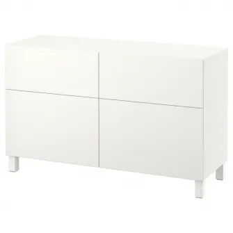 IKEA BESTÅ Ansamblu depozitare cu usi/sertare, alb/Lappviken/Stubbarp alb, 120x42x74 cm