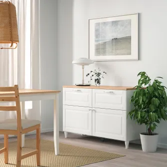 IKEA BESTÅ Ansamblu depozitare cu usi/sertare, alb/Smeviken/Kabbarp alb, 120x42x76 cm