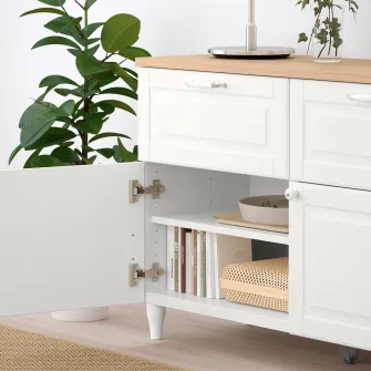 IKEA BESTÅ Ansamblu depozitare cu usi/sertare, alb/Smeviken/Kabbarp alb, 120x42x76 cm