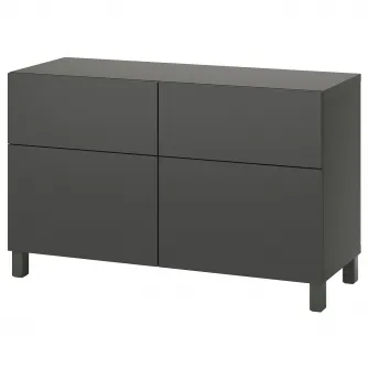 IKEA BESTÅ Ansamblu depozitare cu usi/sertare, gri inchis/Lappviken/Stubbarp gri inchis, 120x42x74 cm