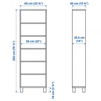 IKEA BESTÅ Ansamblu depozitare, gri inchis, 60x40x202 cm