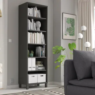 IKEA BESTÅ Ansamblu depozitare, gri inchis, 60x40x202 cm