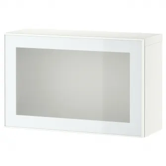 IKEA BESTÅ Combinatie corp suspendat, alb Glassvik/alb/verde deschis sticla mata, 60x22x38 cm
