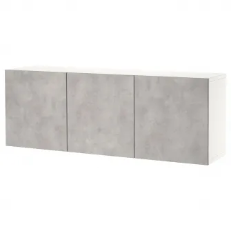 IKEA BESTÅ Combinatie corp suspendat, alb Kallviken/gri aspect beton, 180x42x64 cm