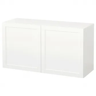 IKEA BESTÅ Combinatie corp suspendat, alb/Hanviken alb, 120x42x64 cm