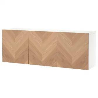 IKEA BESTÅ Combinatie corp suspendat, alb/Hedeviken frnr stjr, 180x42x64 cm