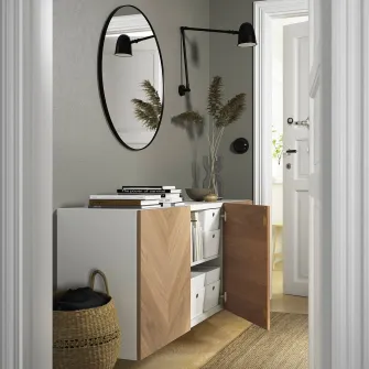 IKEA BESTÅ Combinatie corp suspendat, alb/Hedeviken frnr stjr, 180x42x64 cm