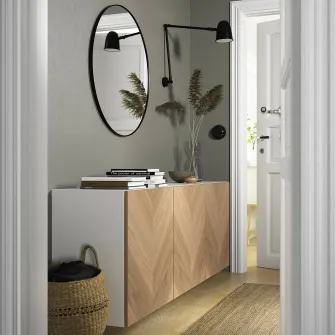IKEA BESTÅ Combinatie corp suspendat, alb/Hedeviken frnr stjr, 180x42x64 cm