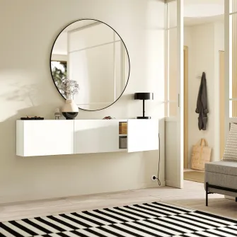 IKEA BESTÅ Combinatie corp suspendat, alb/Lappviken alb, 180x22x38 cm