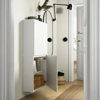 IKEA BESTÅ Combinatie corp suspendat, alb/Lappviken alb, 60x22x64 cm