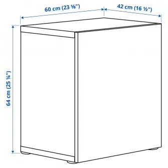 IKEA BESTÅ Combinatie corp suspendat, alb/Lappviken alb, 60x42x64 cm
