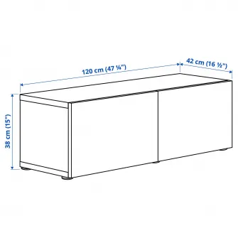 IKEA BESTÅ Combinatie corp suspendat, alb/Laxviken alb, 120x42x38 cm