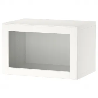 IKEA BESTÅ Combinatie corp suspendat, alb/Ostvik sticla alba/transparenta, 60x42x38 cm