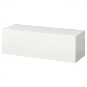 IKEA BESTÅ Combinatie corp suspendat, alb/Selsviken alb, 120x42x38 cm