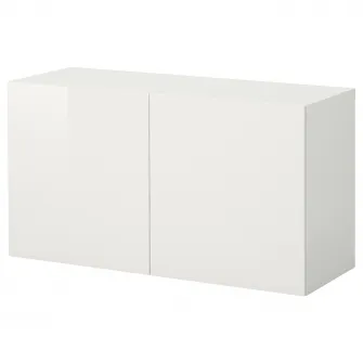 IKEA BESTÅ Combinatie corp suspendat, alb/Selsviken lucios, 120x42x64 cm