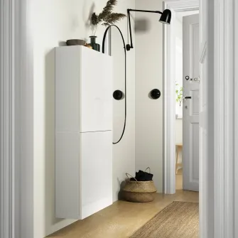 IKEA BESTÅ Combinatie corp suspendat, alb/Selsviken lucios/alb, 60x22x64 cm